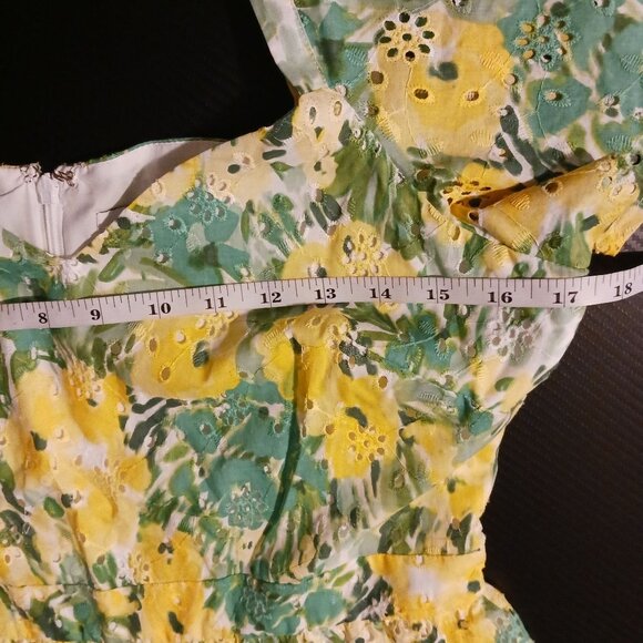 New‎ Kensie Dresses Womens Mini Eyelet Fit & Flare Dress Citron Multi Size 6 - Picture 9 of 12